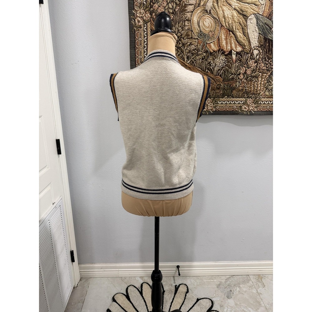 Felifoo Bunny Sweater Vest Womens Small Beige V Neck Knit‎ Preppy Rabbit Cute - Picture 3 of 7